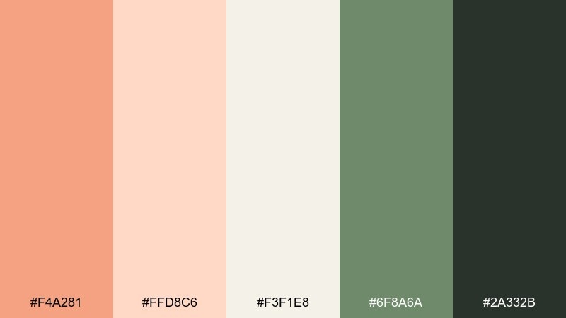 apricot moss color palette with hex codes