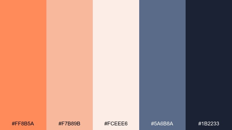 apricot nightfall color palette with hex codes