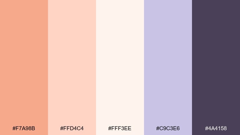 apricot petal pastels color palette with hex codes