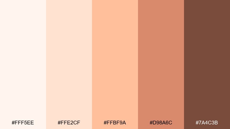 apricot picnic seashell color palette with hex codes