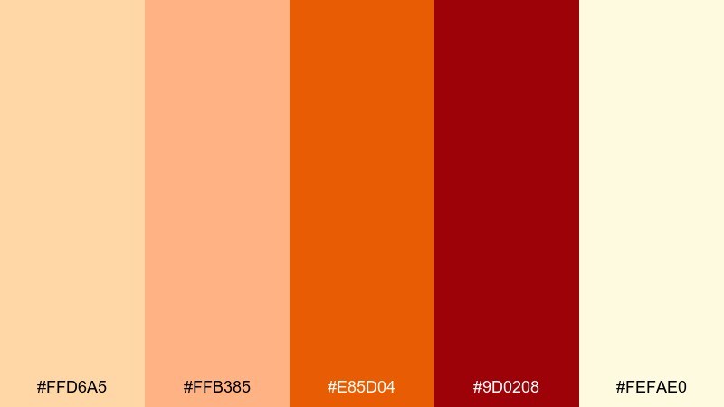 apricot rust color palette with hex codes