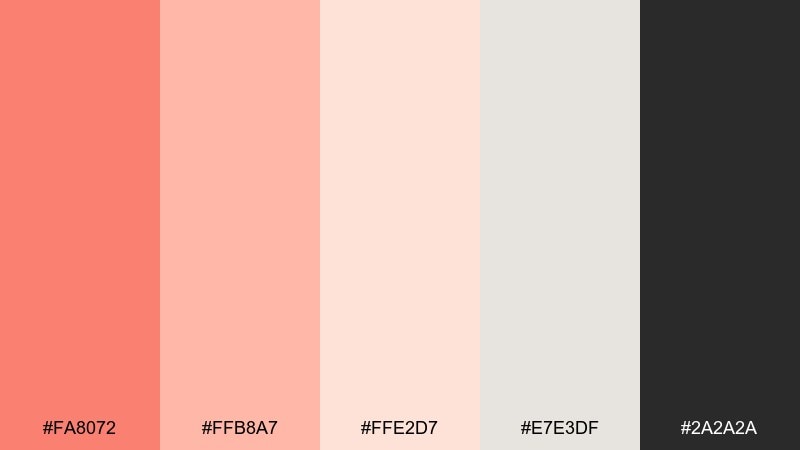 apricot studio salmon pink color palette with hex codes