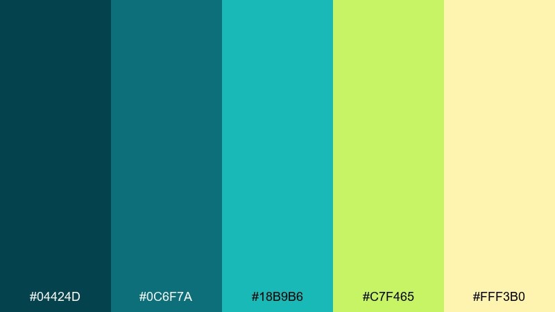 aqua citrus atlantis color palette with hex codes