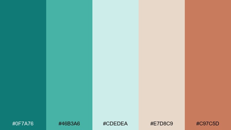 aqua clay color palette with hex codes