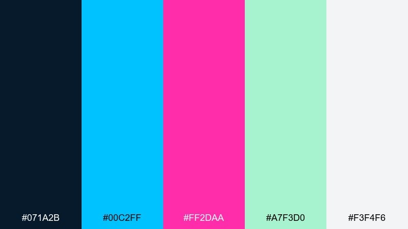 aqua magenta split contrast color palette with hex codes