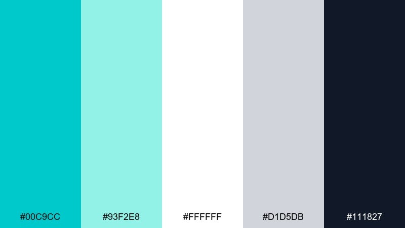 aqua minimal bright turquoise color palette with hex codes