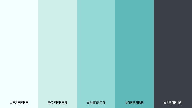 aqua pebble neutral green light blue color palette with hex codes