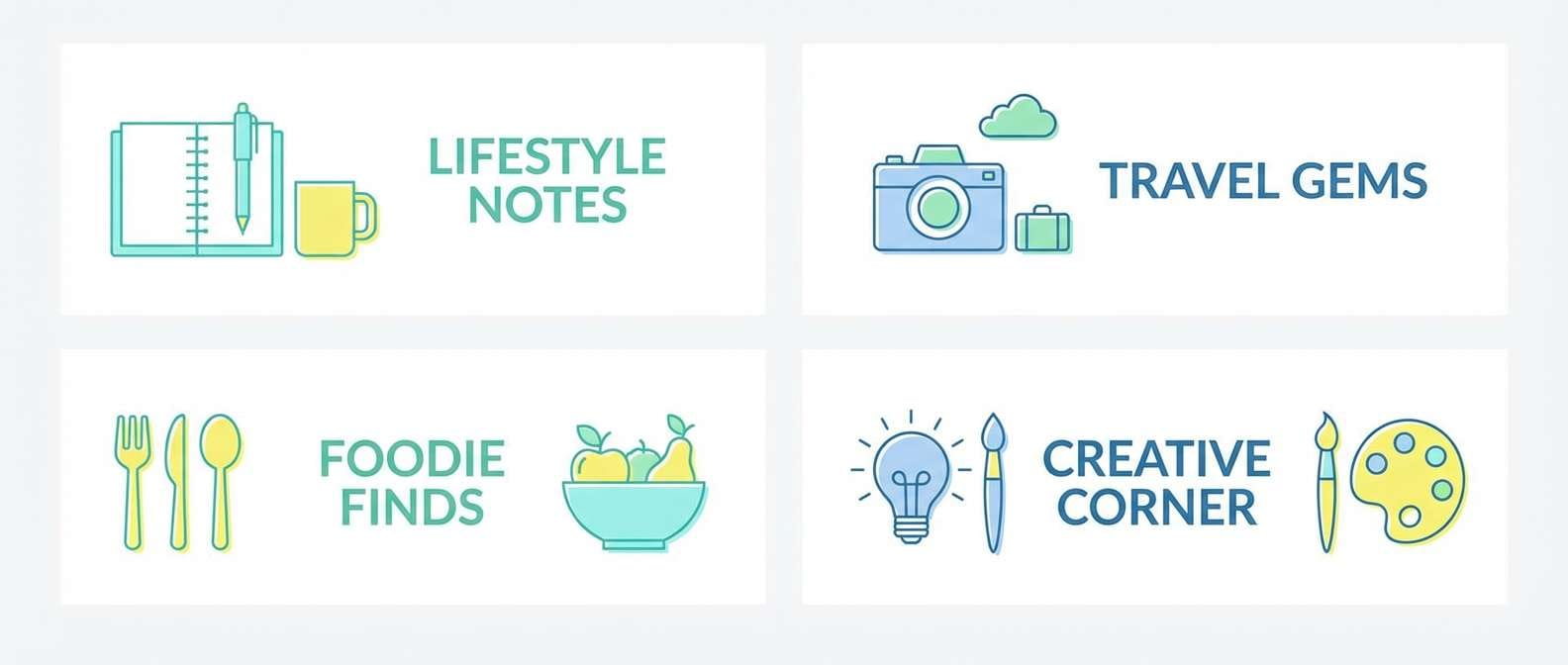 pastel header illustration set