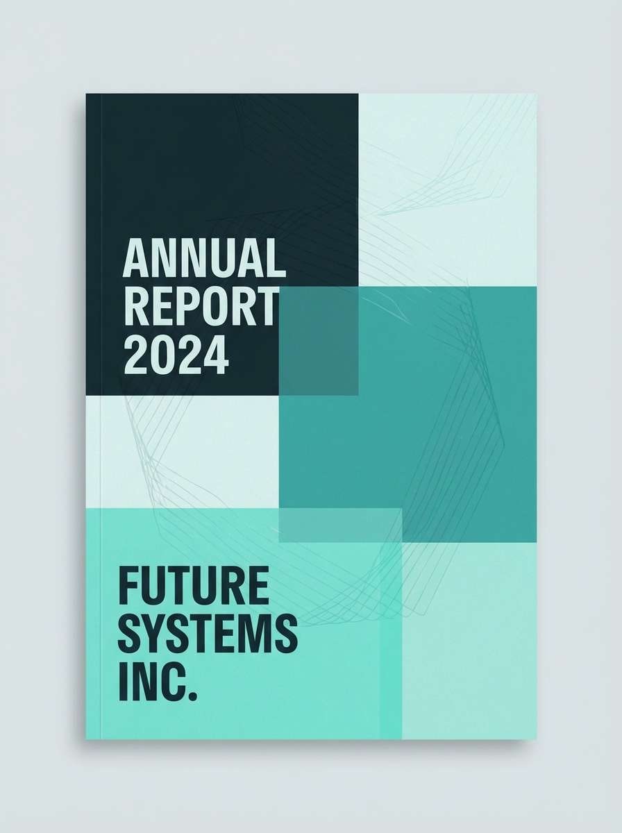 modern annual report cover woth aquamarine colors