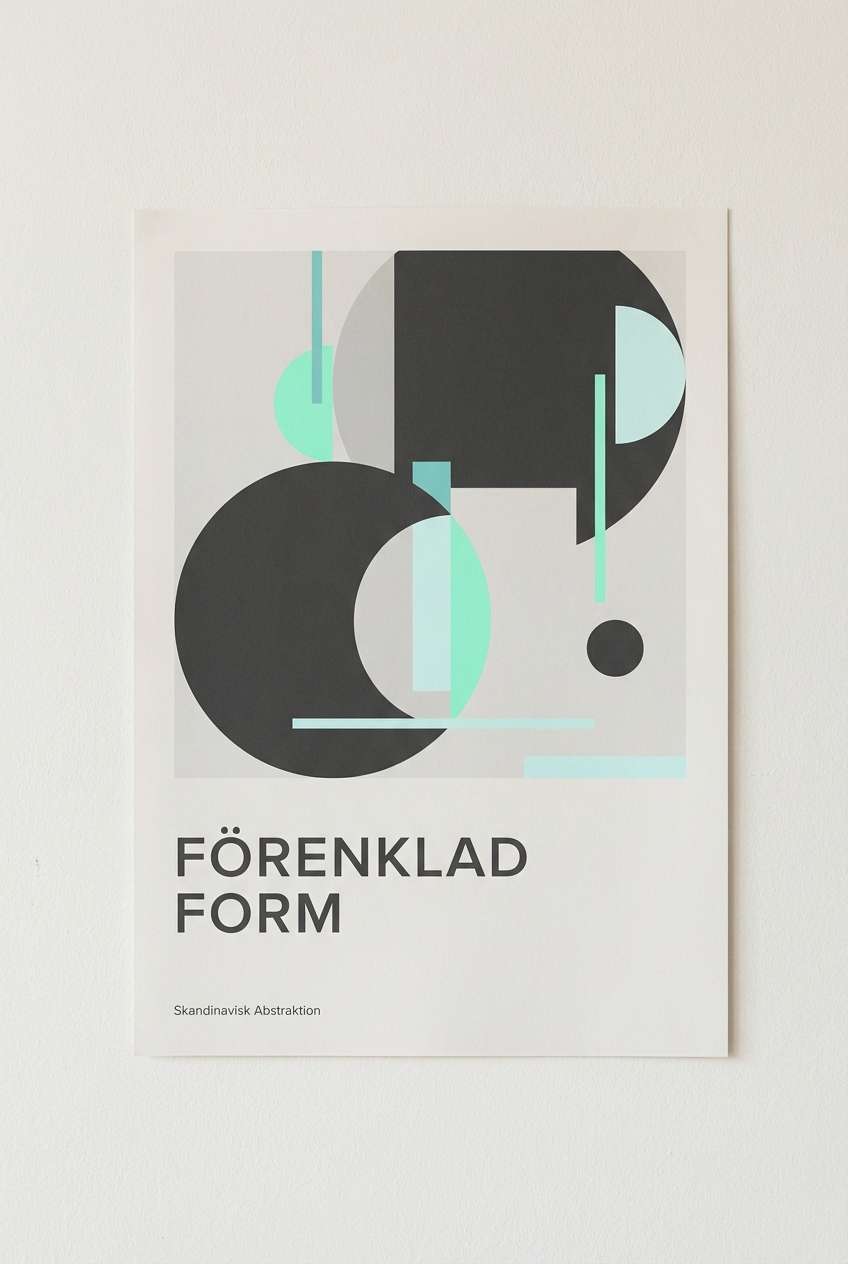 minimal scandi poster print using a nordic ice aquamarine color palette
