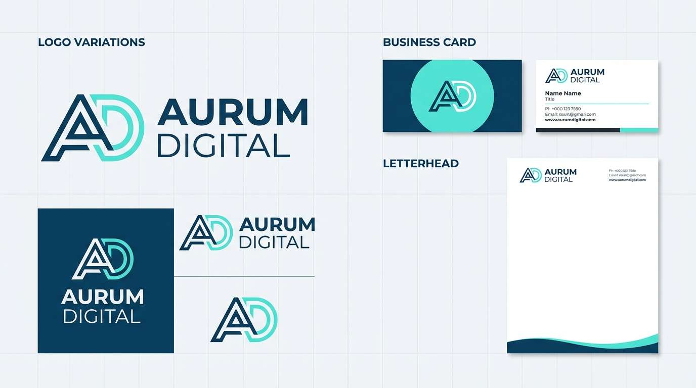 aquamarine color scheme modern brand identity kit