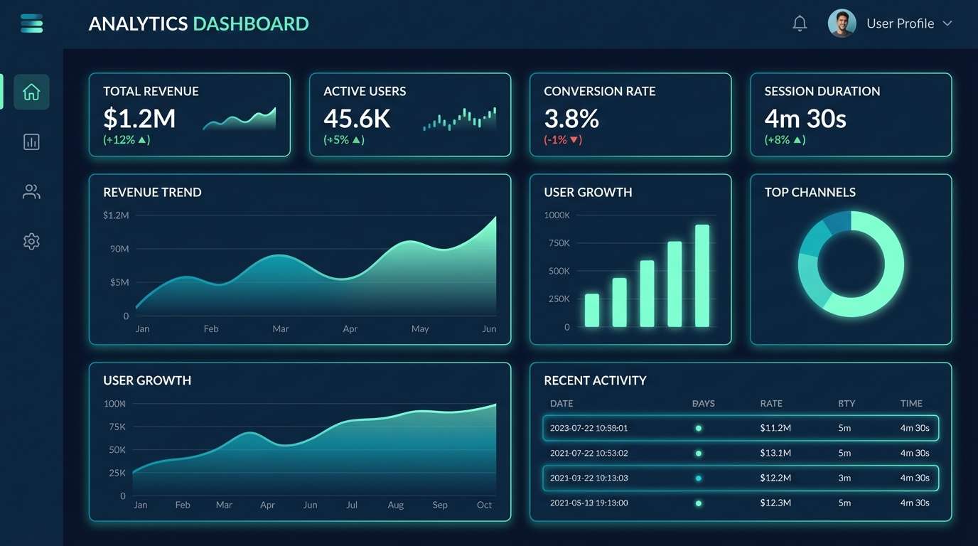 aquamarine style analytics dashboard ui mockup