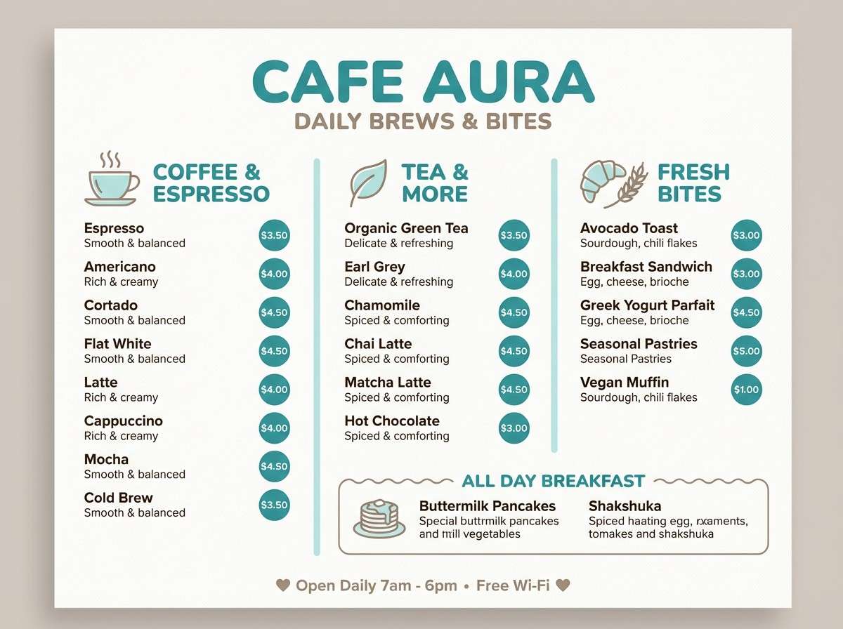 breeze foam cafe menu