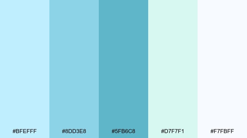 aquatic whisper bubbles color palette with hex codes