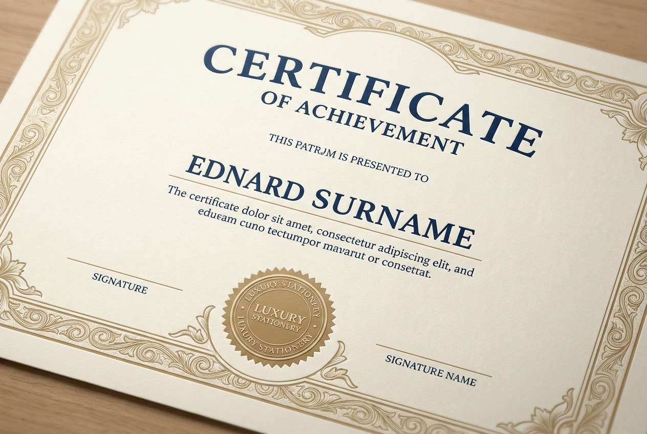 luxury certificate stationery