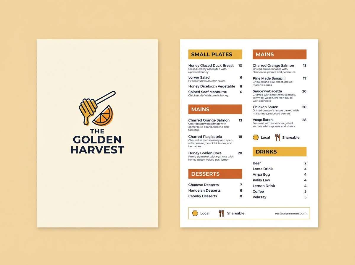 warm restaurant menu layout