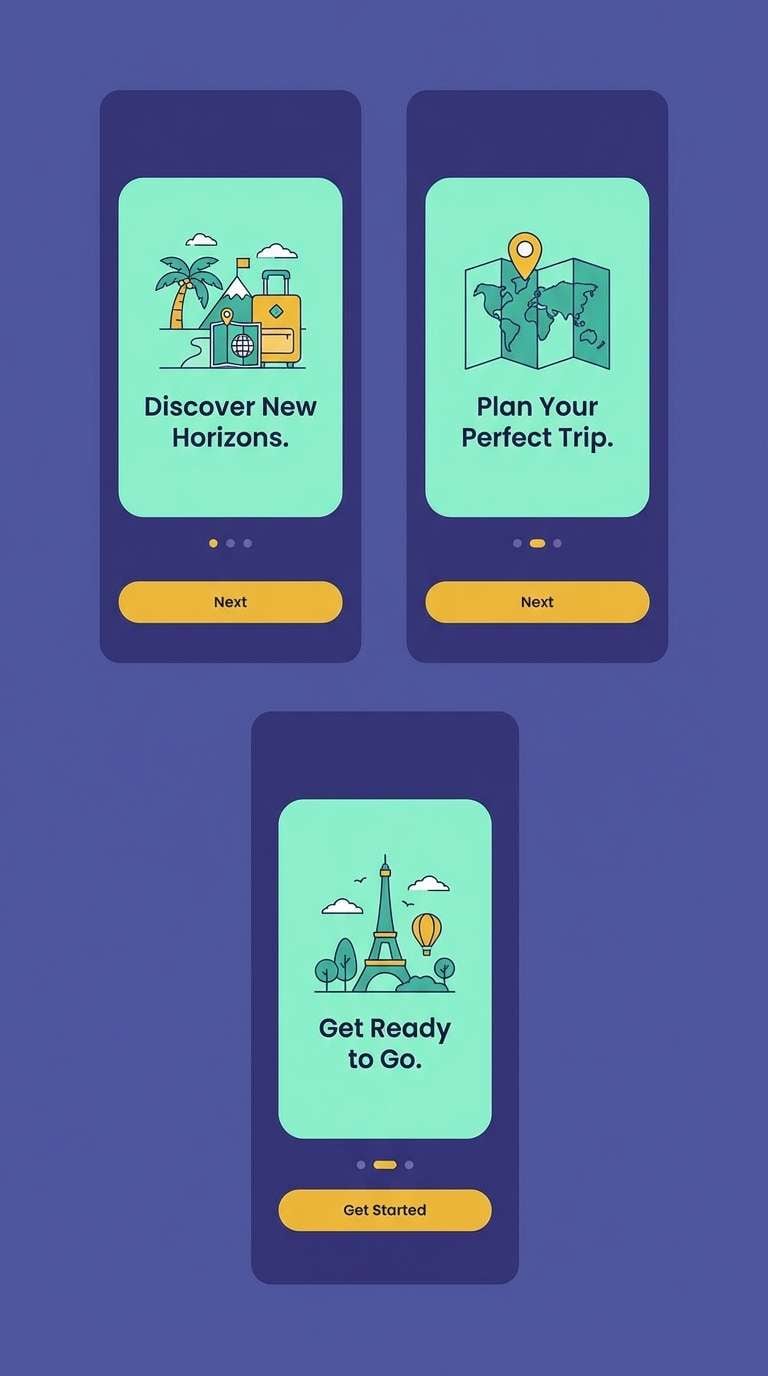 travel app onboarding ui