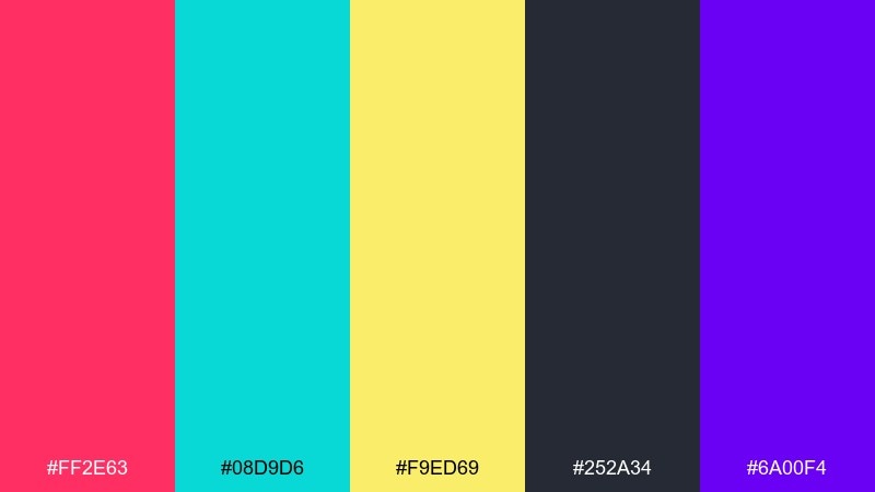 arcade glow bright color palette with hex codes