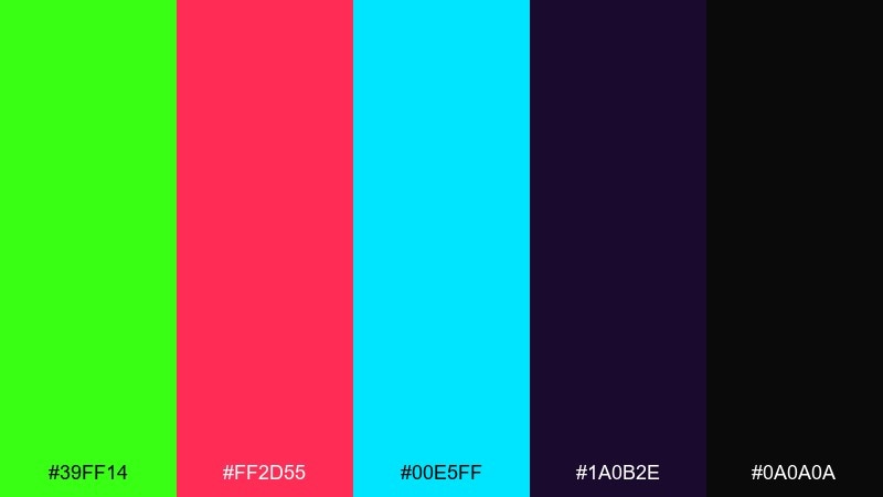 arcade glow nights color palette with hex codes