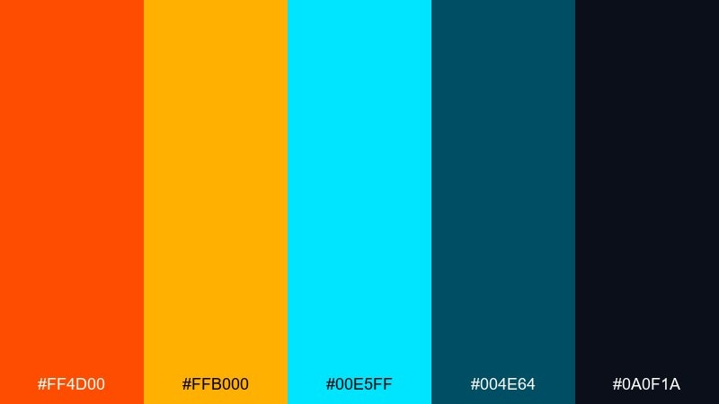 arcade glow orange cyan color palette with hex codes