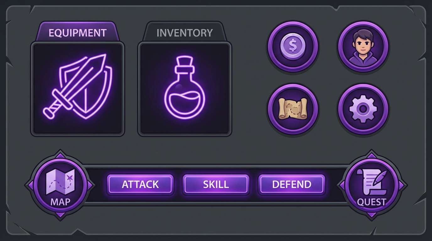 fantasy ui icons on dark
