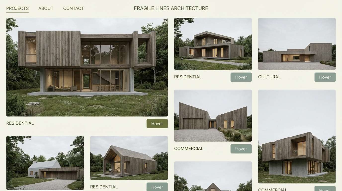 architect portfolio ui in olive