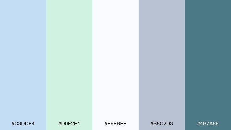 arctic aloe ui blue pastel green color palette with hex codes