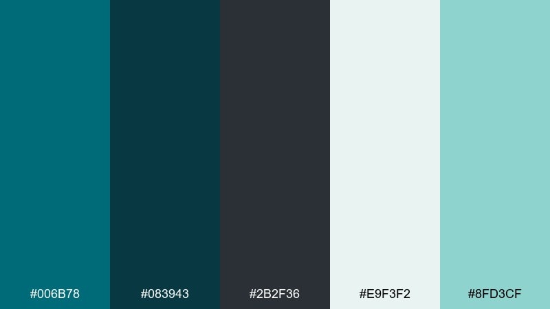 arctic current dark turquoise color palette with hex codes