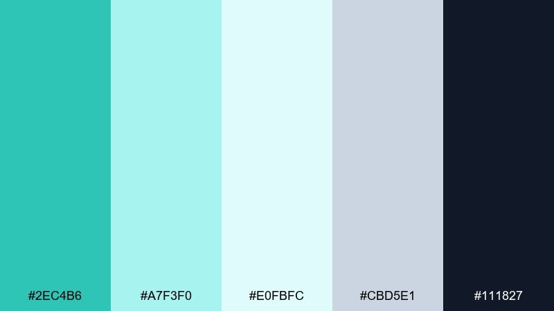 arctic glass topaz color palette with hex codes