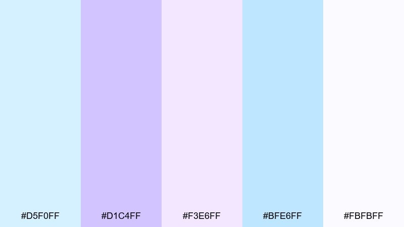 arctic lavender glow pastel blue purple color palette with hex codes