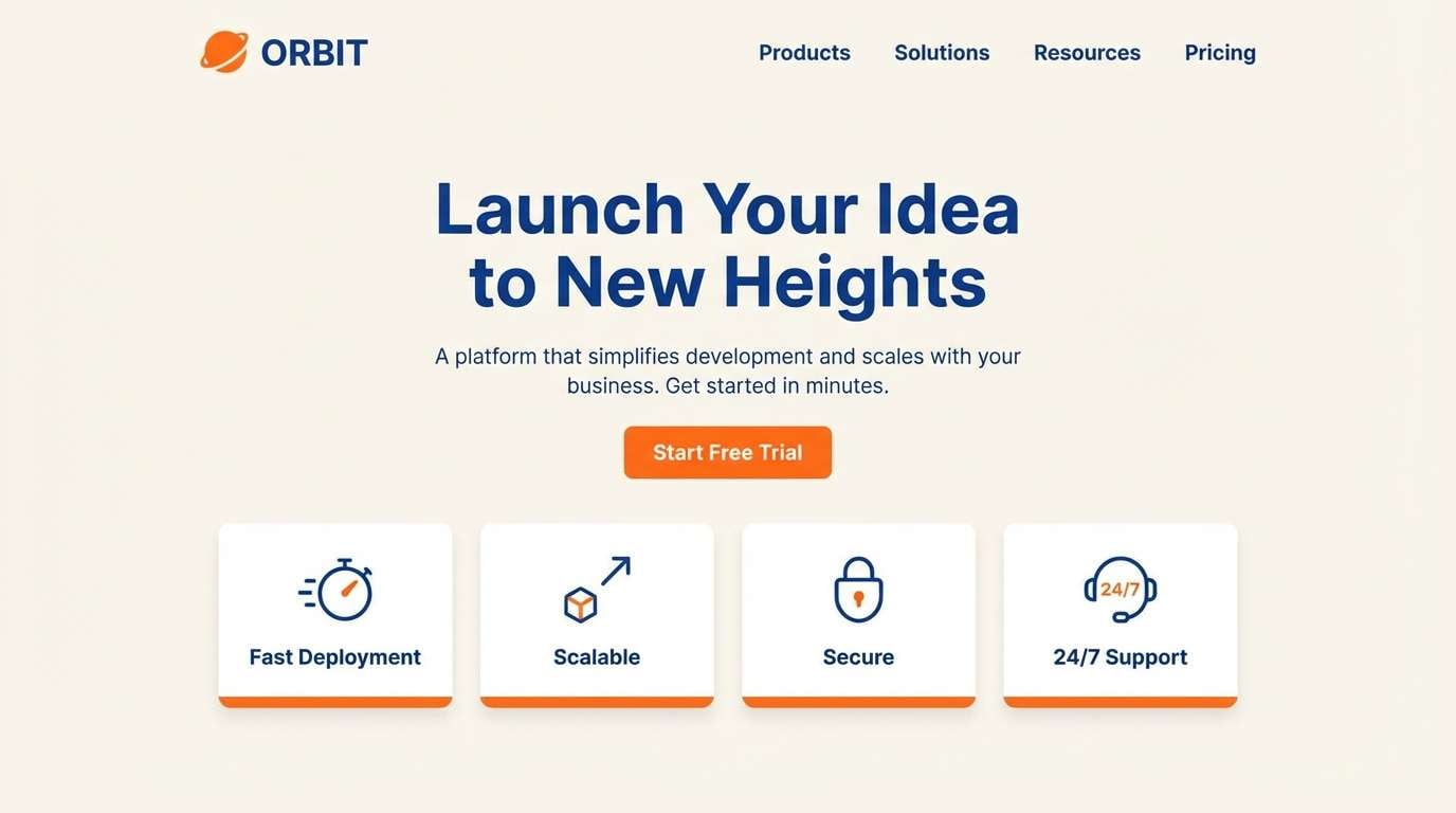 landing hero orange blue