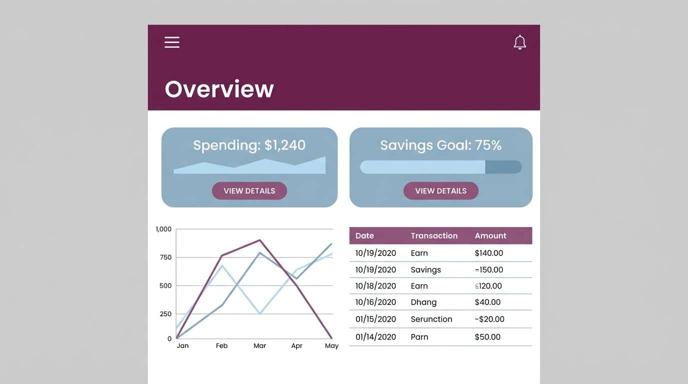 fintech ui in cool plum