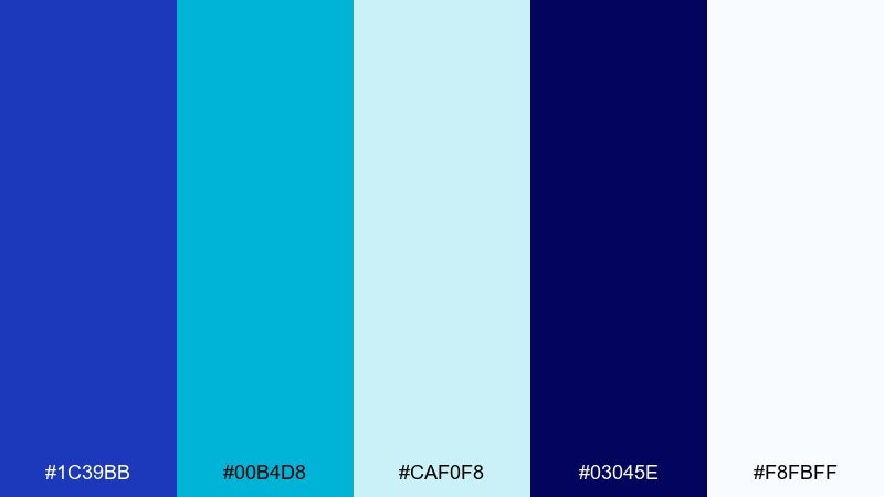 arctic signal persian blue color palette with hex codes