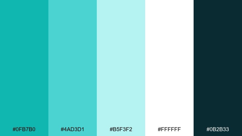 arctic surf green turquoise color palette with hex codes