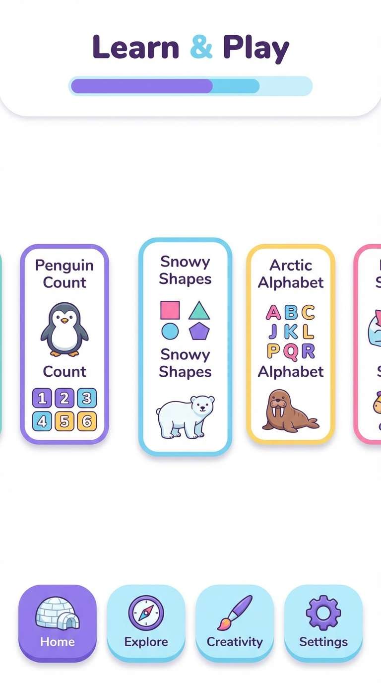 kids learning app ui