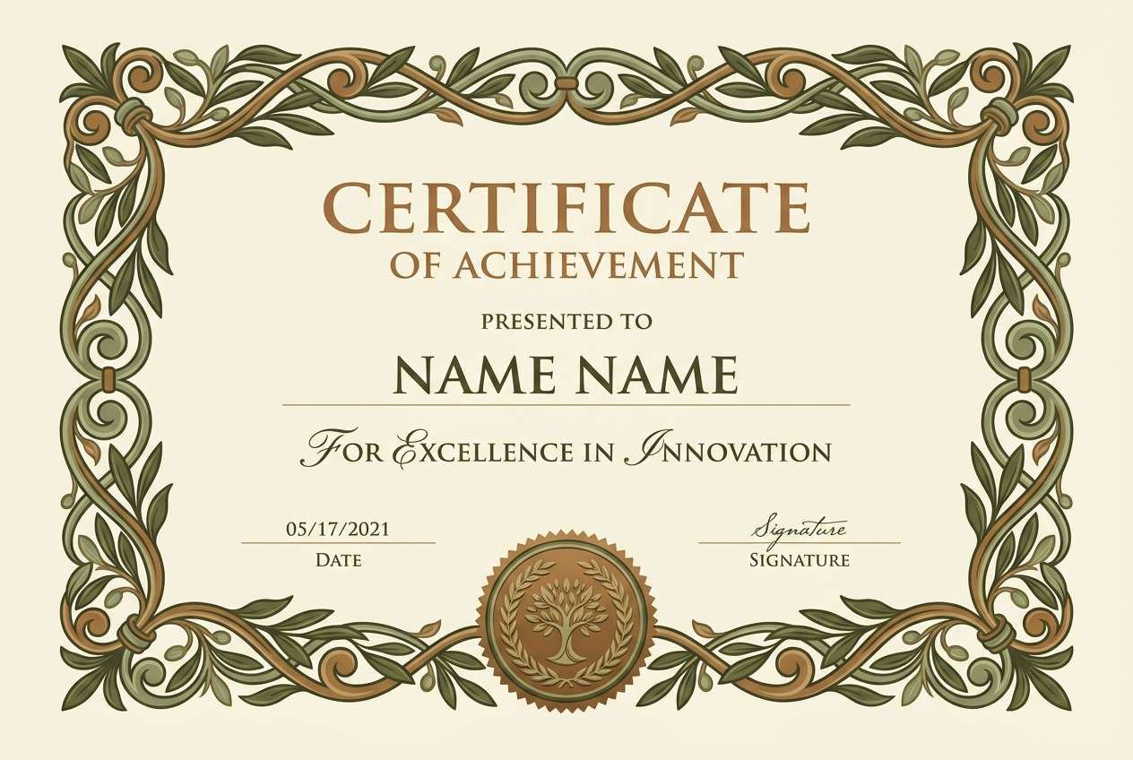 certificate with bronze seal