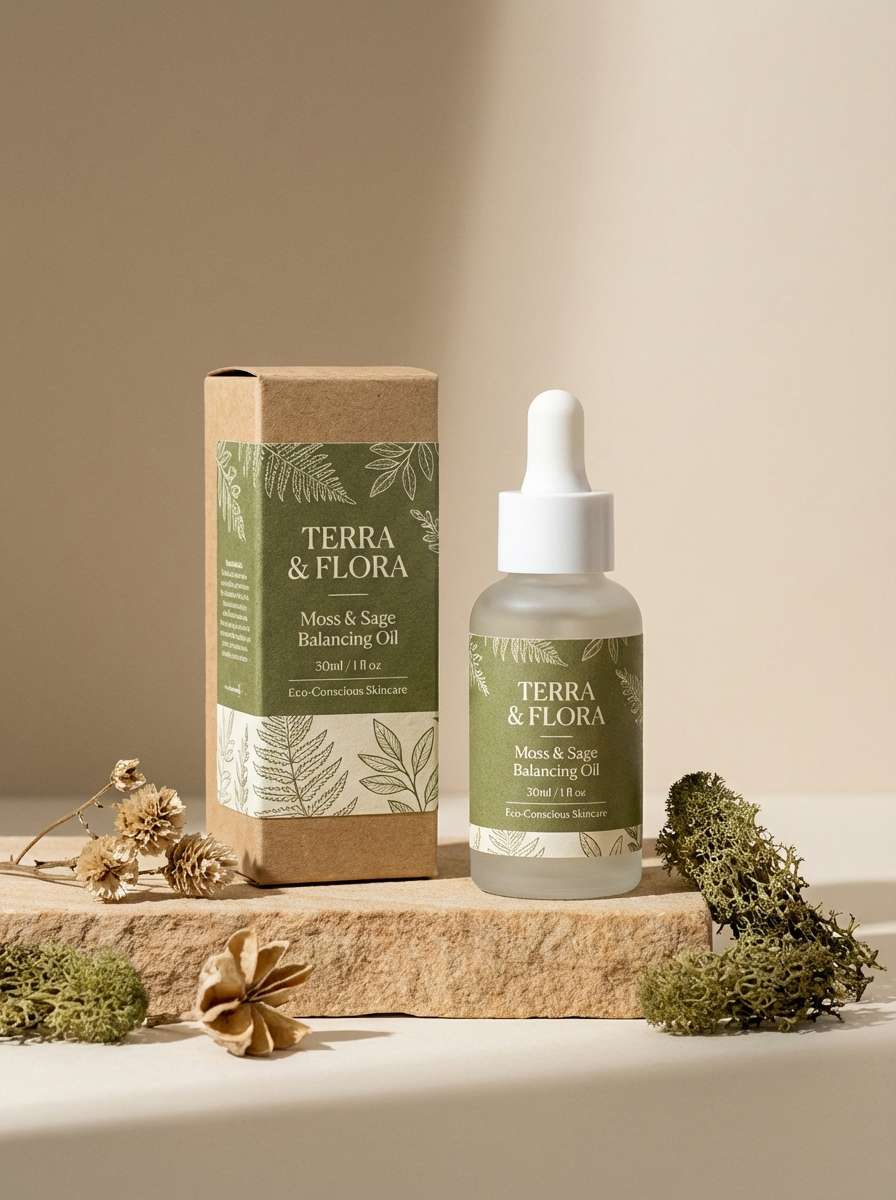 skincare label studio shot