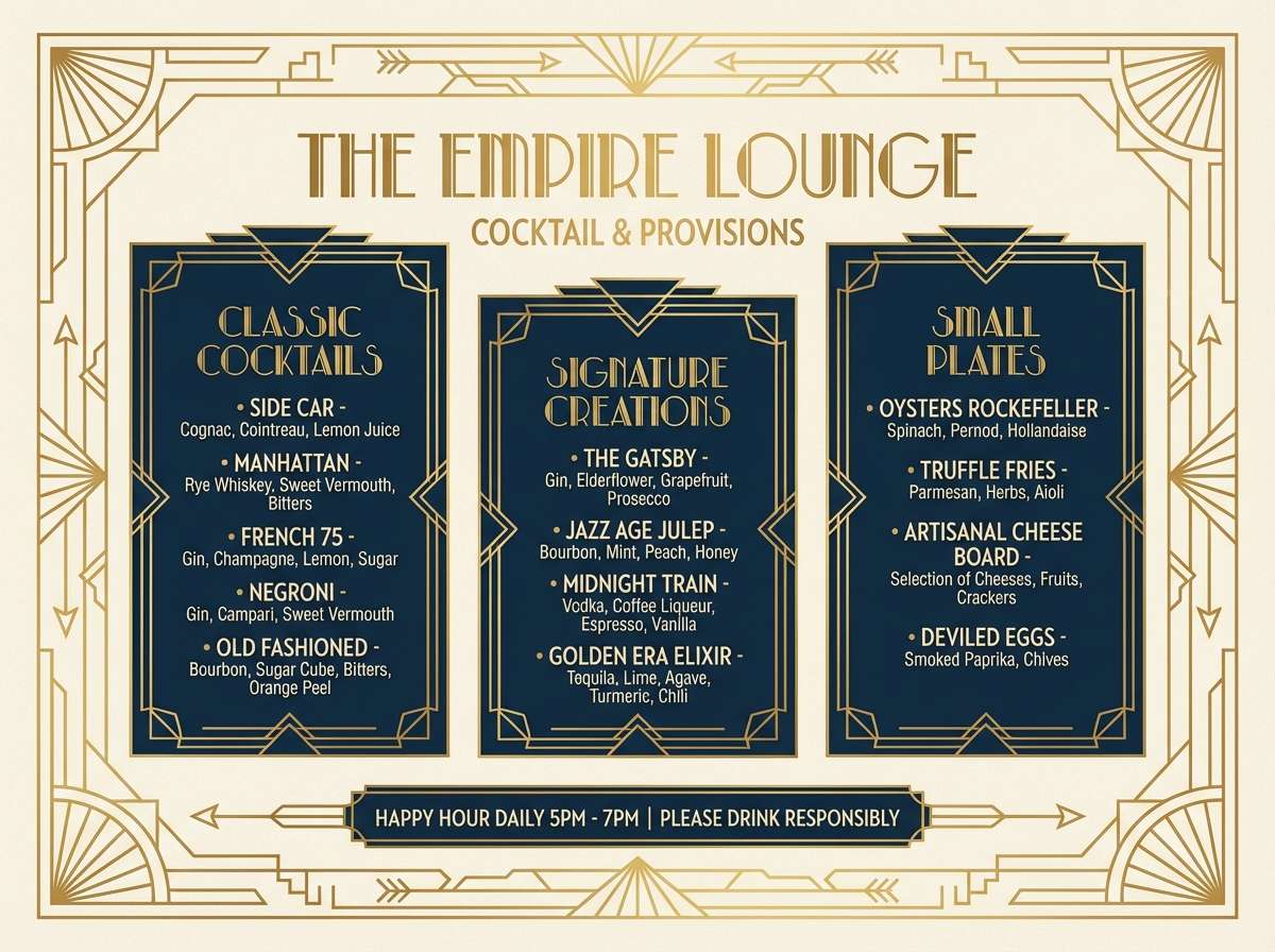 art deco menu