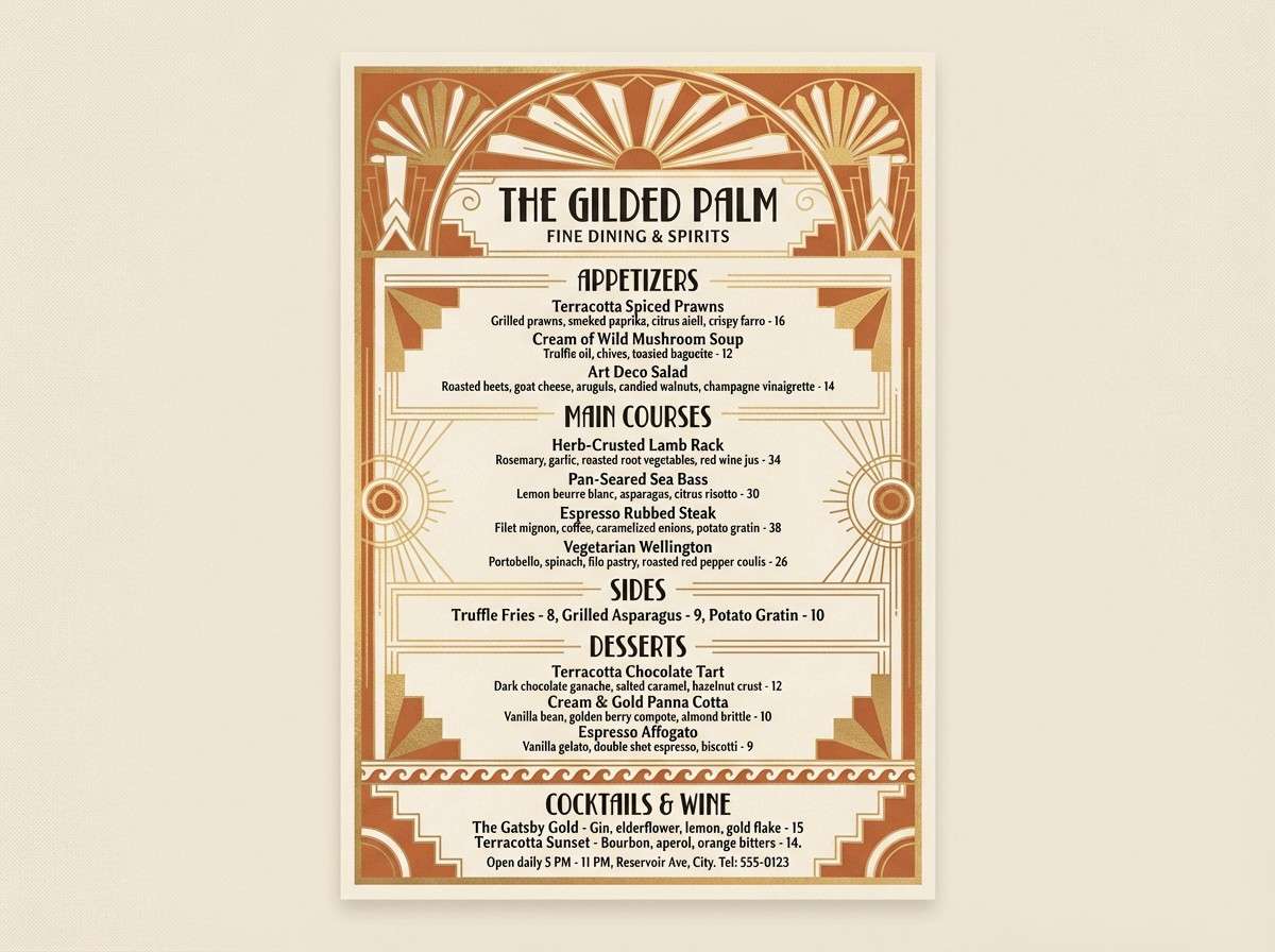 restaurant menu flyer