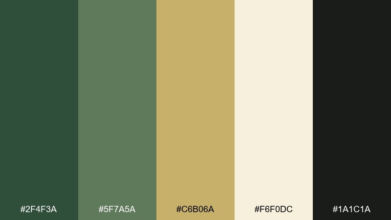 art deco green gold color palette with hex codes