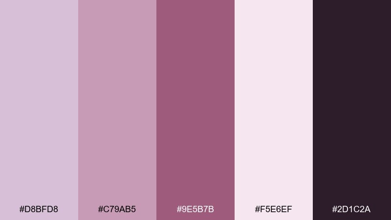 art deco mauve thistle color palette with hex codes