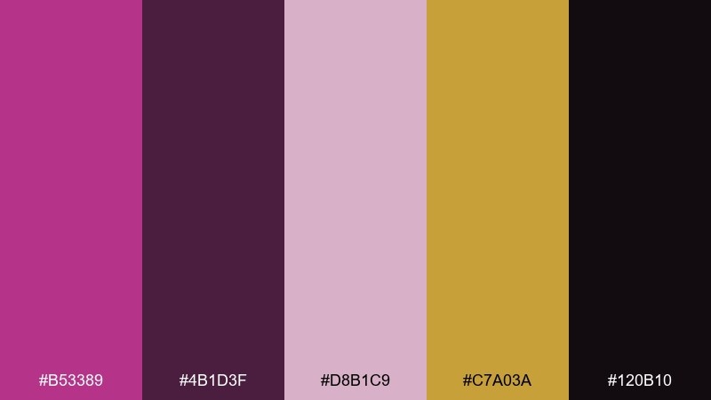 art deco plum fandango color palette with hex codes