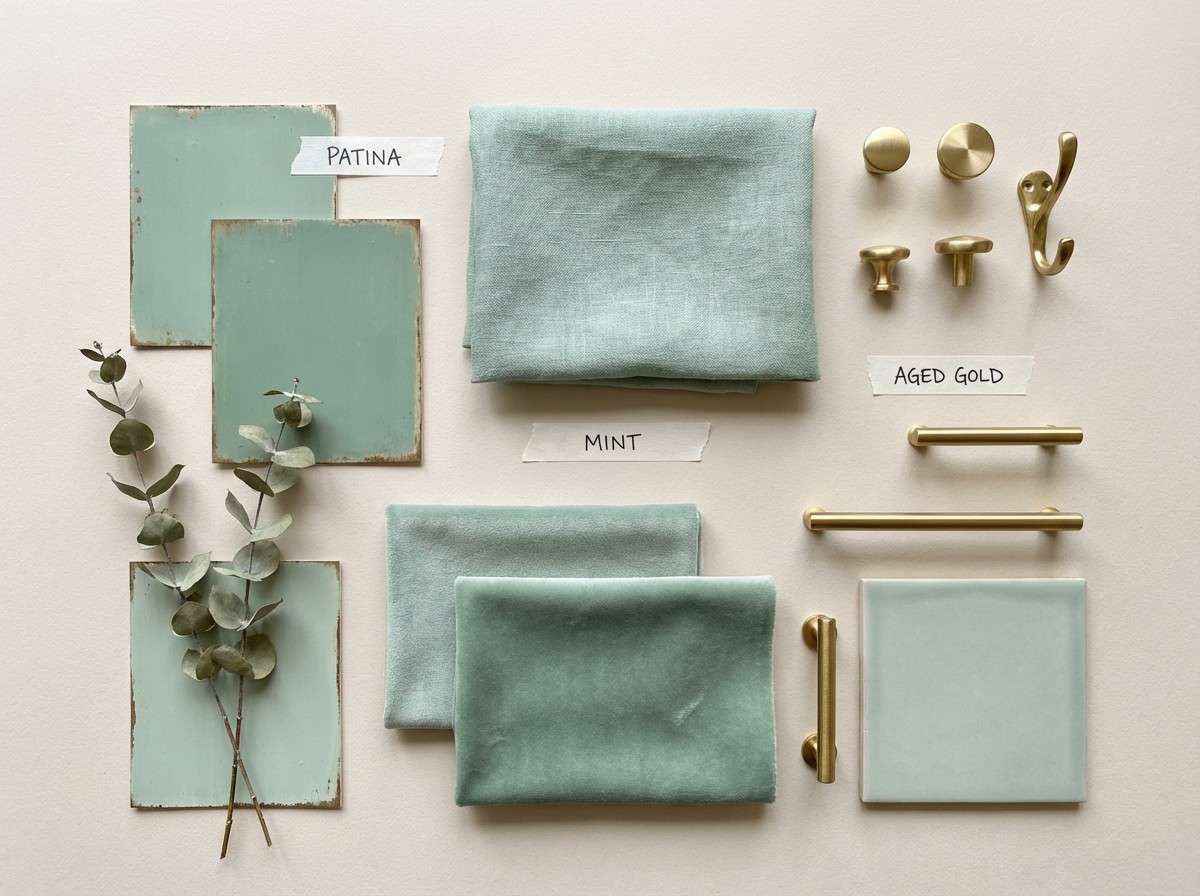 patina green mood board