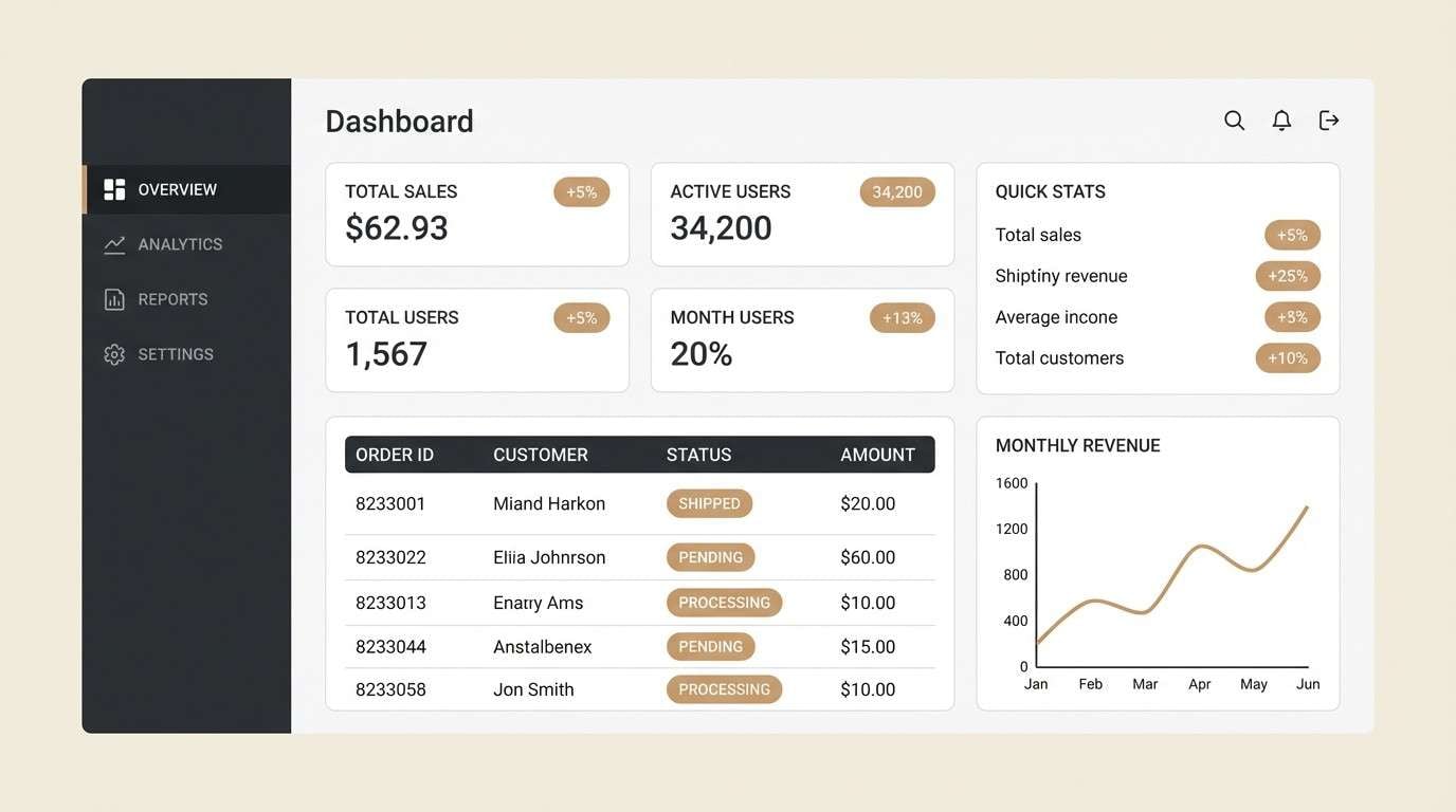 minimal ivory dashboard ui