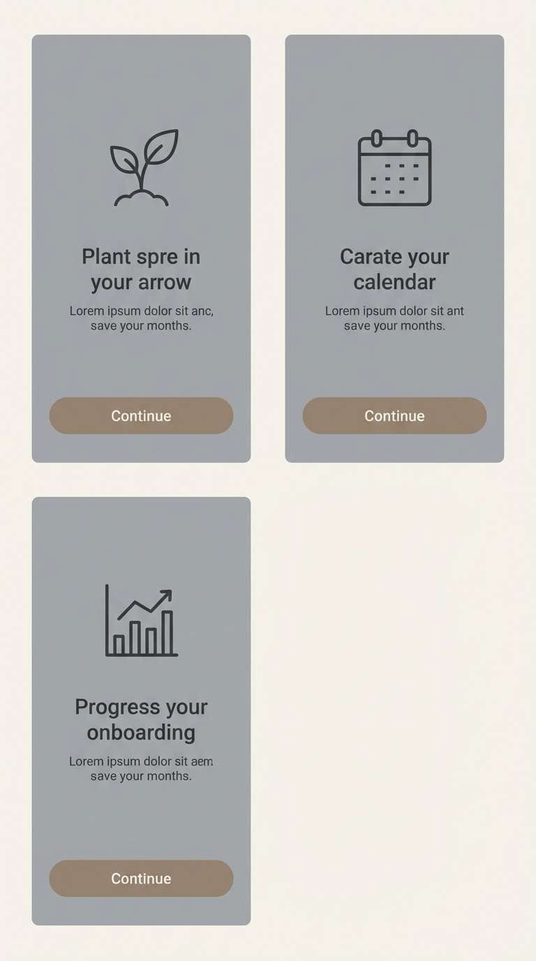 muted onboarding ui screens