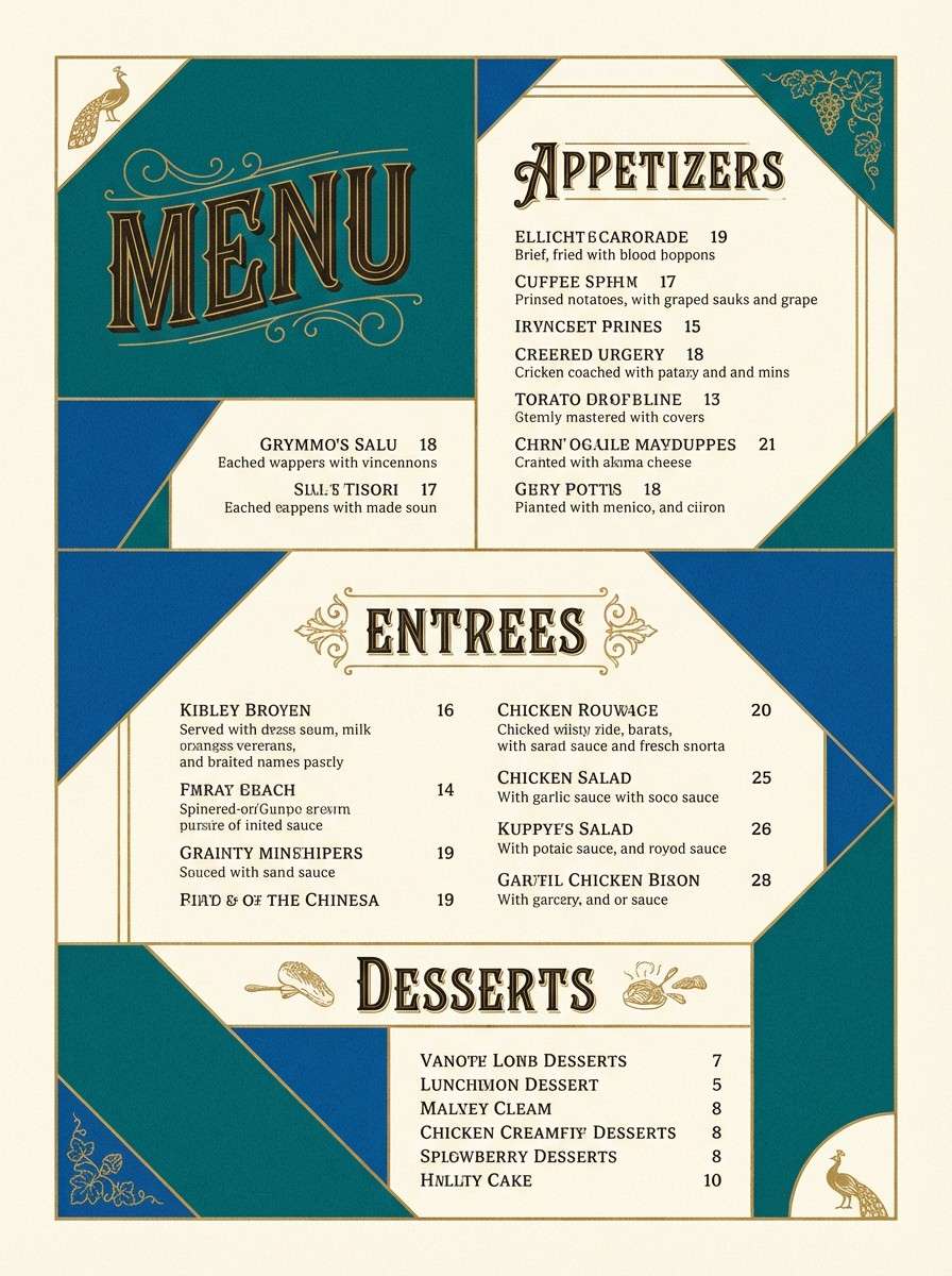 jewel tone menu design