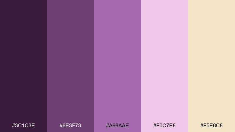 artisan bouquet violet purple color palette with hex codes