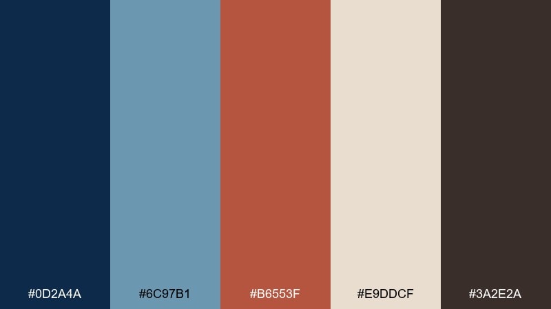 artisan coffee wrap blue rust color palette with hex codes
