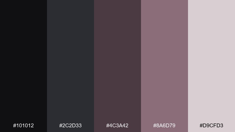 ashen bloom black rose color palette with hex codes