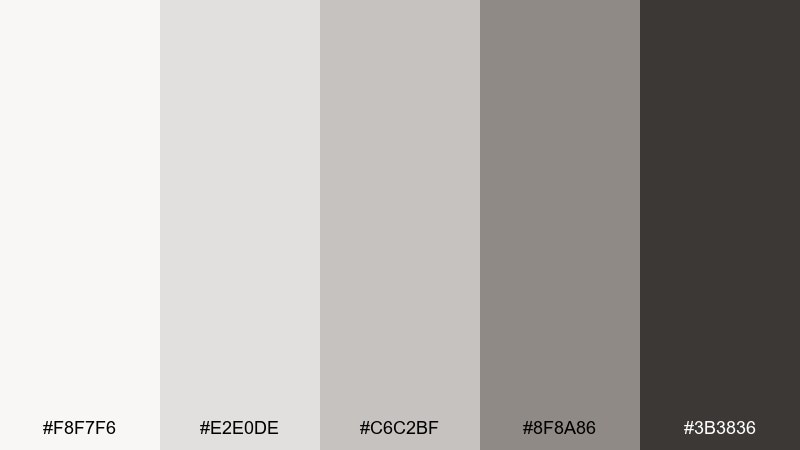 ashen minimal color palette with hex codes